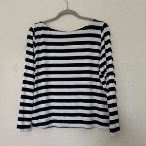 STRIPED TRAY NECK TOP LONG SLEEVE Size M